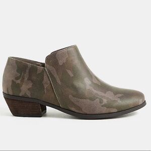 Camo Faux suede ankle booties - Extra Wide width